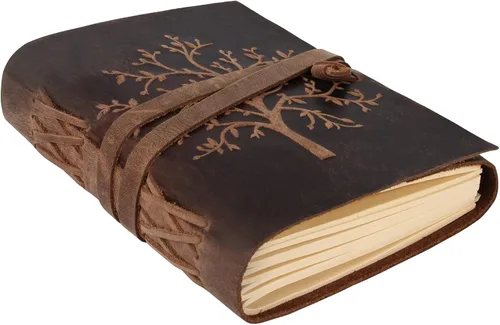 Vista 13 de Diario de cuero con papel para cuaderno rayado - MOONSTER® Diarios encuadernados en cuero para escribir para mujeres y hombres, 18x13cm Cuadernos