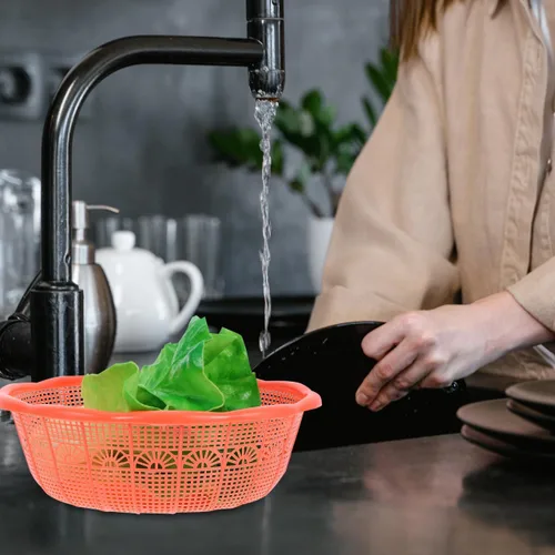 Vista 4 de SHOWERORO - 10 cestas de plástico para lavar arroz y frutas, colador de cocina para drenaje de verduras para uso doméstico y restaurante, 9.05 x