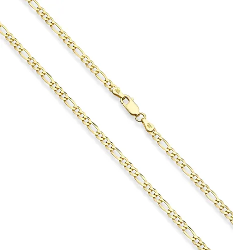 Vista 2 de Miabella Solid 18K Gold Over 925 Sterling Silver Italian 3mm Diamond-Cut Figaro Link Chain Necklace for Women, Made in Italy