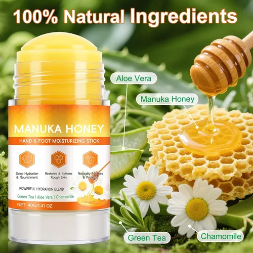Vista 3 de Manuka - Bálsamo para tratamiento de talón agrietado con miel, reparación de pies secos y agrietados para hidratación e hidratación intensa