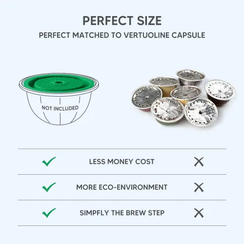 Vista 2 de Paquete de 2 tapas reutilizables para cápsulas de café con 6 cápsulas, 80/150/7.8 fl oz, cápsulas de café recargables de silicona de grado