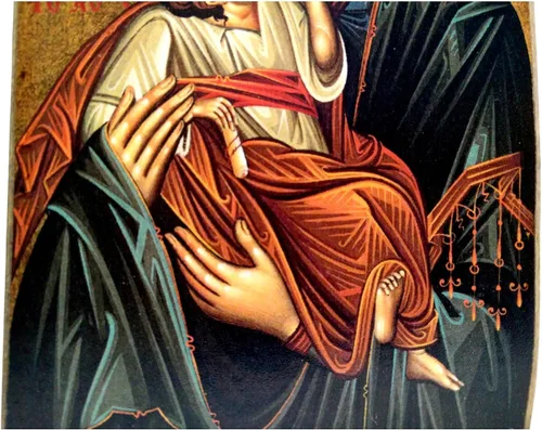 Vista 3 de Icono de madera griego cristiano ortodoxo madera de la madre de Jesús y Jesucristo / mp2