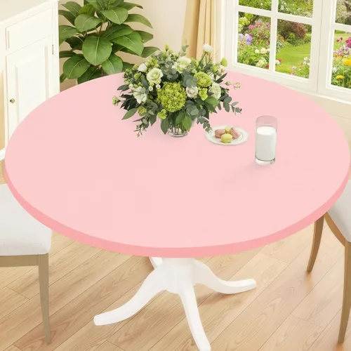 Vista 29 de Smiry Mantel Redondo de Spandex, Manteles Elásticos Ajustados Lavables para Mesas de 18"-24", Cubierta de Mesa de Pícnic Elástica Impermeable