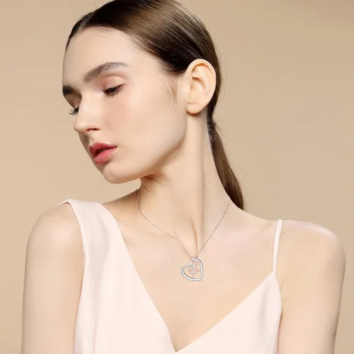 Vista 5 de Collar de plata de ley 925 con forma de corazón para bailarina, bailarina, silueta de bailarina, regalo para mujer