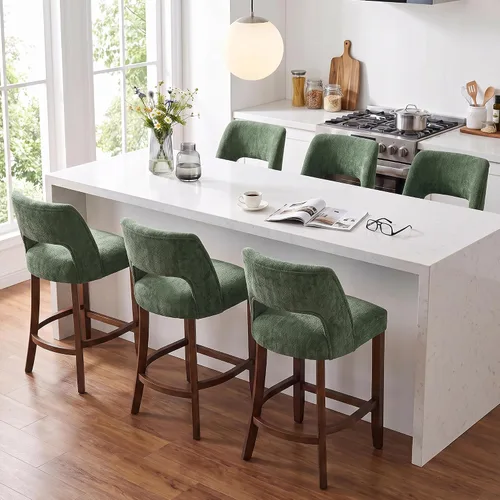 Vista 46 de VKNOW Juego de 2 Taburetes de Bar, Taburetes de Bar Tapizados de Altura de Mostrador, Taburetes Modernos de Mostrador con Patas de Madera para Isla