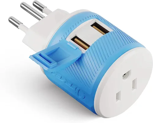 Vista 13 de OREI Adaptador de enchufe para viajes a Sudáfrica, Botsuana, Namibia con doble USB - Entrada EE. UU. - Tipo M (U2U-10L), Funcionará con teléfonos