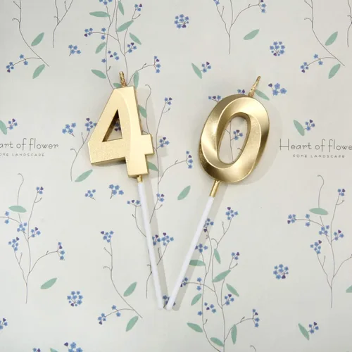 Vista 2 de Bailym Velas de cumpleaños número 40, decoración dorada para tartas de cumpleaños y decoración de fiestas