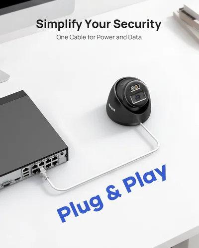 Vista 7 de ANNKE Paquete de 2 cámaras de seguridad PoE de 5MP con micrófono/audio, cámaras IP para exteriores con lente gran angular de 0.110 in, visión