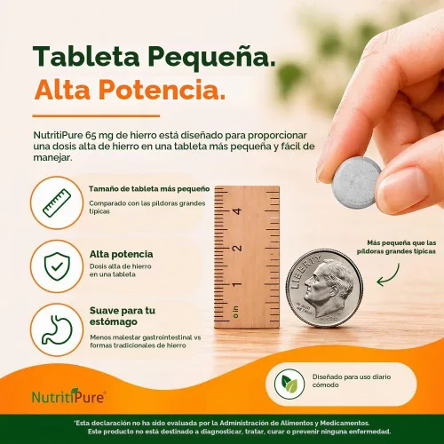 Vista 4 de Hierro masticable 65 mg con vitamina C, sin azúcar, 60