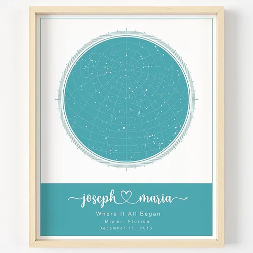 Vista 9 de Mapa de estrellas personalizado con fechas y lugar específicos, impresión de mapa de constelación personalizado, sin marco, arte de pared