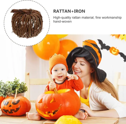 Vista 5 de SEWACC Bola de vid artificial de mimbre de mimbre para Halloween, Acción de Gracias, decoración de otoño, 5.9 in