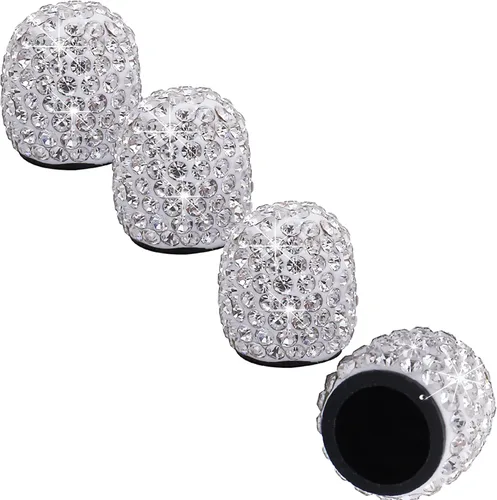 Vista 10 de Tapas de vástago de válvula de neumático Bling para automóvil, 4 piezas universales de tapas de vástago de válvulas de aire de neumáticos negras