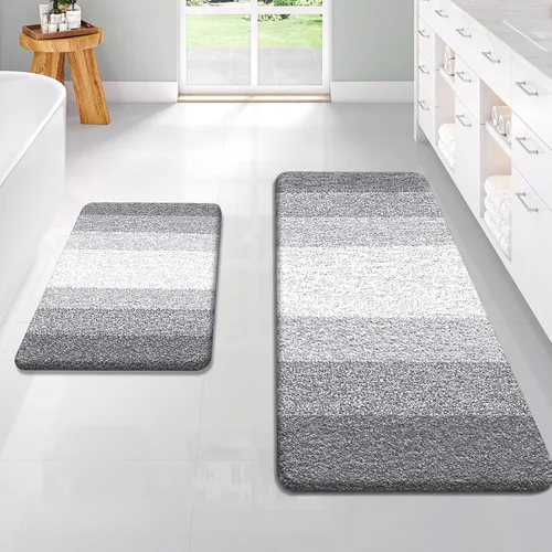 Vista 41 de OLANLY - Juego de tapetes para baño de 2 piezas, de microfibra, suaves y absorbentes, antideslizantes, lavables a máquina y para secadora, felpudos