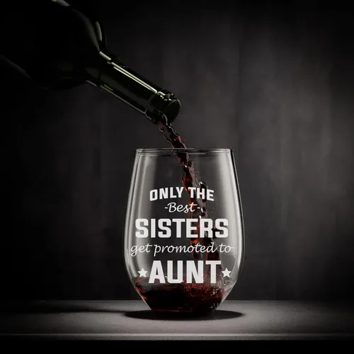 Vista 3 de Only The Best Sisters Get Promoted to Aunt Copa de vino sin tallo con anuncio de embarazo (tía)
