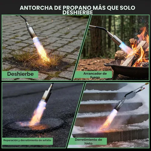 Vista 6 de Propane Torch Weed Burner with Hose, One-Touch Max Fire for Weeds Green