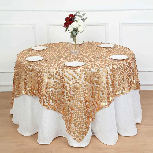 Vista 22 de Efavormart Manteles Superpuestos de Lentejuelas Payette Grandes Premium de 72 pulgadas para Decoraciones de Mesa de Bodas, Banquetes, Catering