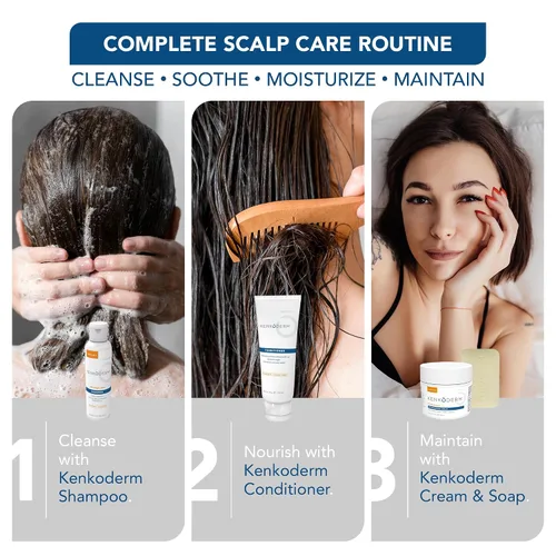 Vista 7 de Kenkoderm Acondicionador para cabello y piel sensibles con 3 por ciento de ácido salicílico, hidratante profundo anticaspa para alivio de picazón
