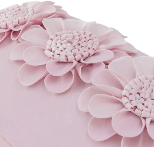 Vista 3 de JWH - Funda de almohada de flores 3D, terciopelo, rosa brillante, 12 x 20 pulgadas Acento decorativo de girasol, diseño floral lumbar, cama