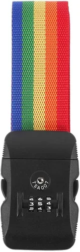 Vista 7 de Correa de equipaje de viaje con diseño de arco iris, aprobada por la TSA, cinturón de embalaje ajustable para maleta (arcoíris)