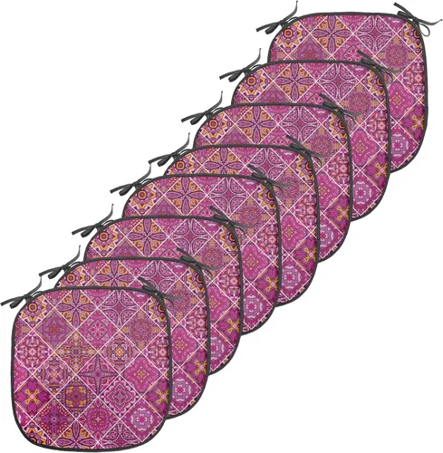 Vista 67 de Ambesonne Cojín de asiento para silla de flores, detalles florales con hojas y remolinos, estampado artístico romántico y vívido y vibrante