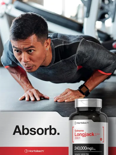 Vista 6 de Horbäach - Longjack Tongkat Ali 120 cápsulas Suplemento de rendimiento masculino extremo Fórmula de extracto de hierbas súper concentrado