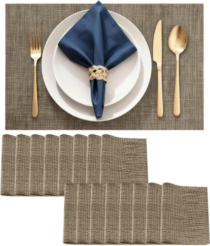Vista 25 de Juego de 4 manteles individuales de vinilo duraderos, antideslizantes para mesa de comedor, resistentes al calor, lavables, de PVC, fáciles