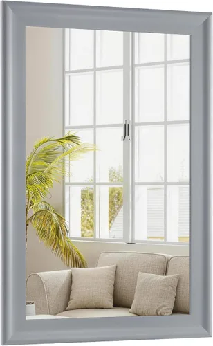 Vista 7 de CULER Espejo de pared de madera blanca para baño, espejos colgantes rectangulares de 20 x 16 pulgadas con marco de madera para sala de estar Blanco