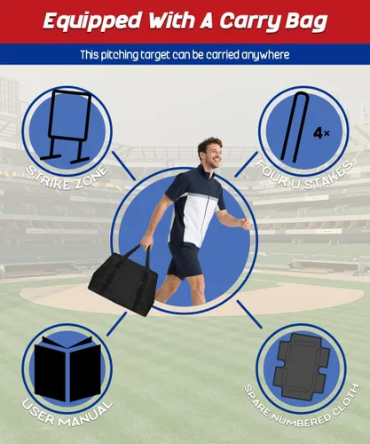 Vista 5 de Garbuildman Baseball Strike Zone Target para bolas de plástico, marco de metal portátil para lanzar y golpear herramienta de entrenamiento