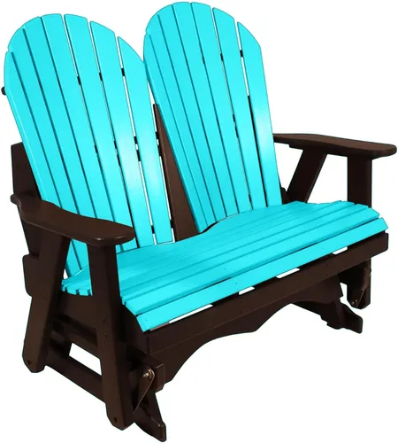 Vista 32 de Silla mecedora Aruba Adirondack de 2 pies, fabricada en Amish, madera de polietileno para exteriores, accesorios de acero inoxidable, fabricada