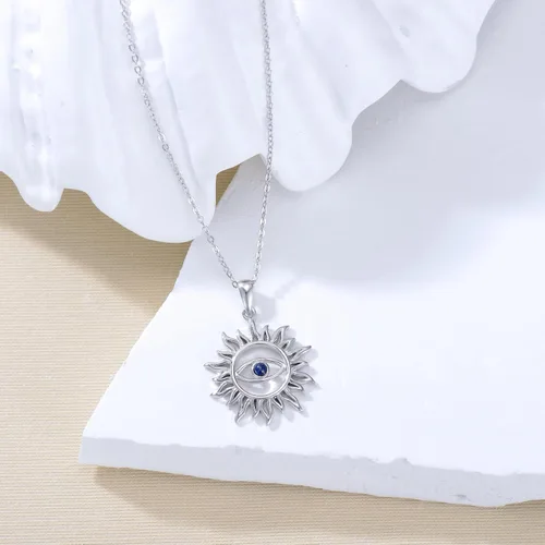 Vista 4 de PROESS Collar de plata de ley 925 con amuleto de protección espiritual para mujeres y hombres con cadena de 18 + 2 pulgadas