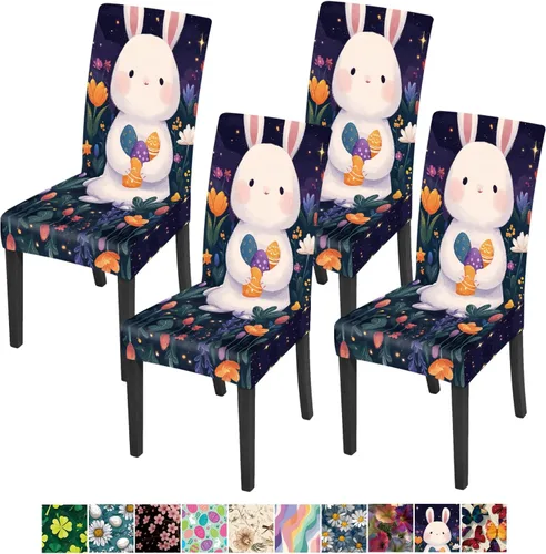 Vista 30 de ANNA QUEEN Juego de 6 fundas para sillas de comedor y cocina, fundas elásticas lavables para sillas de comedor, decoración elegante del hogar