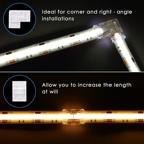 Vista 6 de CCT COB Smart LED Strip – 32.8 pies/32.8 ft sintonizable blanco 2700K-6500K 24V tira de luz regulable con control remoto 6400LEDs CRI90+ compatible