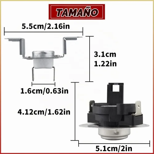 Vista 2 de Kit de corte térmico para secadora 280148, incluye termostato 8557403 8318314, pieza de repuesto de fusible térmico compatible con secadores