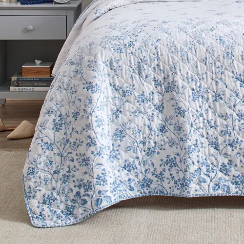 Vista 8 de Laura Ashley Home - Juego de edredón individual, ropa de cama de algodón reversible con funda a juego, decoración del hogar prelavada para mayor