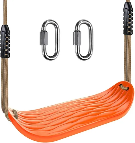 Vista 10 de BeneLabel Asiento de columpio resistente con cuerda ajustable, asientos de columpio de plástico para niños, asiento de columpio negro de repuesto