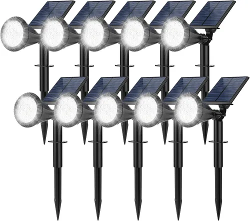 Vista 7 de Focos solares para exteriores, cambio de color, 7 modos/14 luces LED solares para exteriores, impermeables, RGB multicolor, luces solares