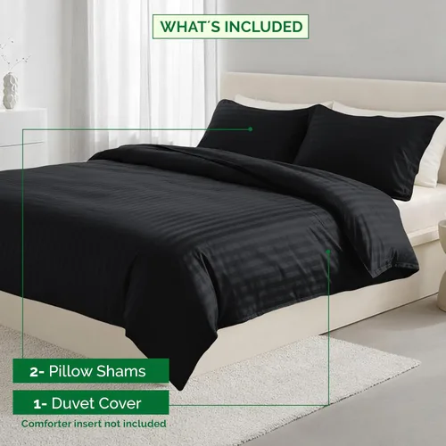 Vista 4 de Elegant Comfort Silky-Soft - Juego de funda de edredón de 3 piezas, calidad hotelera, 1500, sin arrugas, tamaño matrimonial/queen, color negro