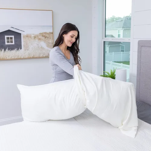 Vista 5 de Almohada corporal de plumas de ganso blanco y plumón – Almohadas de 20 pulgadas x 60 pulgadas