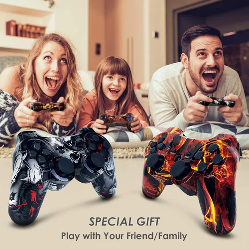 Vista 7 de CHENGDAO Controller for PS3 2 Pack Wireless Controller for Playstation 3 Game Remote with Double Shock, Upgrade Joystick Control for PS3 Remote with