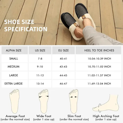 Vista 6 de Homitem Men's Cozy Memory Foam Slippers,Fuzzy Wool-Like Plush Fleece Lined House Slippers Men Indoor Outdoor Slippers With Anti-Skid Rubber Sole