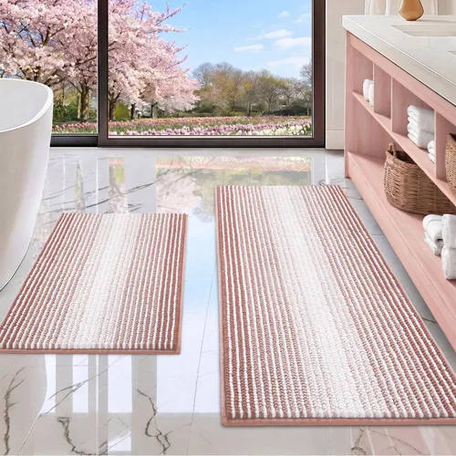 Vista 122 de BSICPRO Tapetes de baño de felpilla, 20 x 32 pulgadas, antideslizantes, absorbentes, suaves, peludos, para baño, lavables a máquina (salvia)