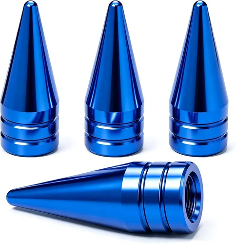 Vista 39 de 4 piezas de tapas de válvula de rueda con forma de punta, válvula de rueda de aleación de aluminio con punta, cubiertas universales de válvula