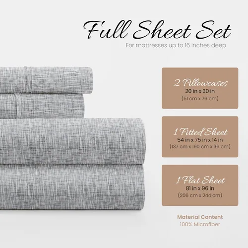 Vista 2 de Linen Market Juego de sábanas de 4 piezas tamaño matrimonial (gris claro cambray) – Duerme mejor que nunca con estas sábanas ultrasuaves y Cambray