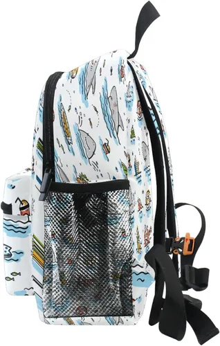 Vista 4 de ZOEO Toddlers Backpack Kids Doodle Cute Shark Animal Summer Childish Bookbag for Boys Girls 3-6 Years Children Preschool Kindergarten Cute Mini Bags