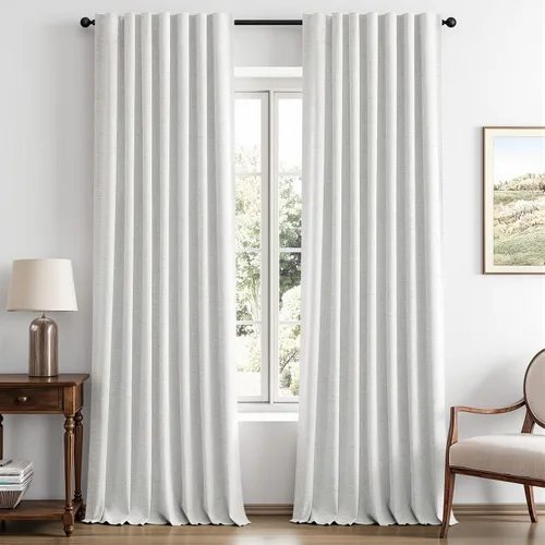 Vista 60 de MIULEE Cortinas de lino 100% opacas para dormitorio, marfil sólido, decoración de lujo, aislamiento térmico, cortinas oscurecedoras para sala