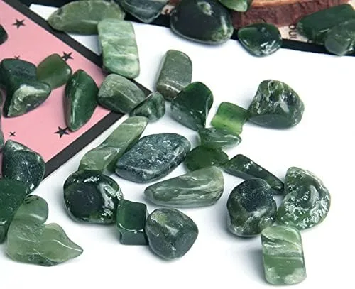 Vista 3 de 7.05 oz Natural Jade Verde Piedra Suelta Libre de Cuentas Tumbled Gemstone Chip