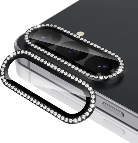Vista 185 de Casetego Protector de lente de cámara para Galaxy Z Fold 8, [Diseño de purpurina mejorado], [Fuerte adherencia], lente de vidrio templado 9H negro