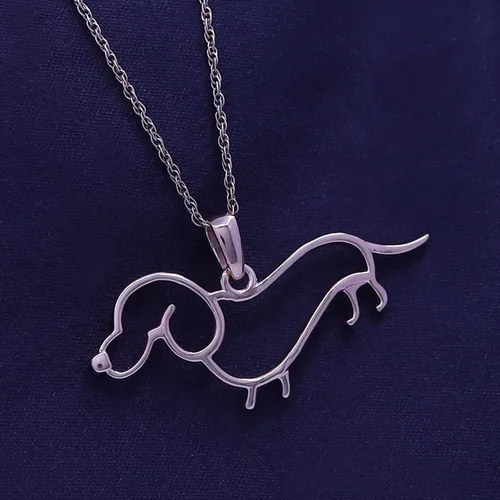 Vista 5 de AFFY Dachshund Collar con colgante de perro en oro de 14 quilates sobre plata de ley