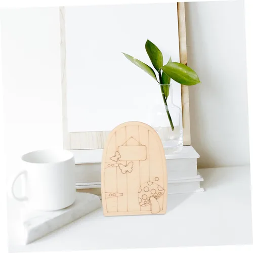 Vista 2 de EXCEART 8 piezas Mini sin pintar en blanco para la puerta de la casa, decoración de artesanía de madera DIY para sala de estar