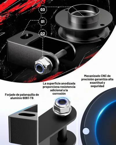 Vista 3 de Richeer - Kit de elevación de nivelación delantera de 2 pulgadas para Ram 2500 3500 4WD 2014-2024